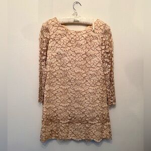 Vintage '60s Lace Overlay Dress in Cream